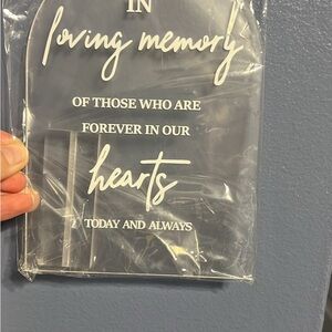 Clear Memorial Plaque with White Text